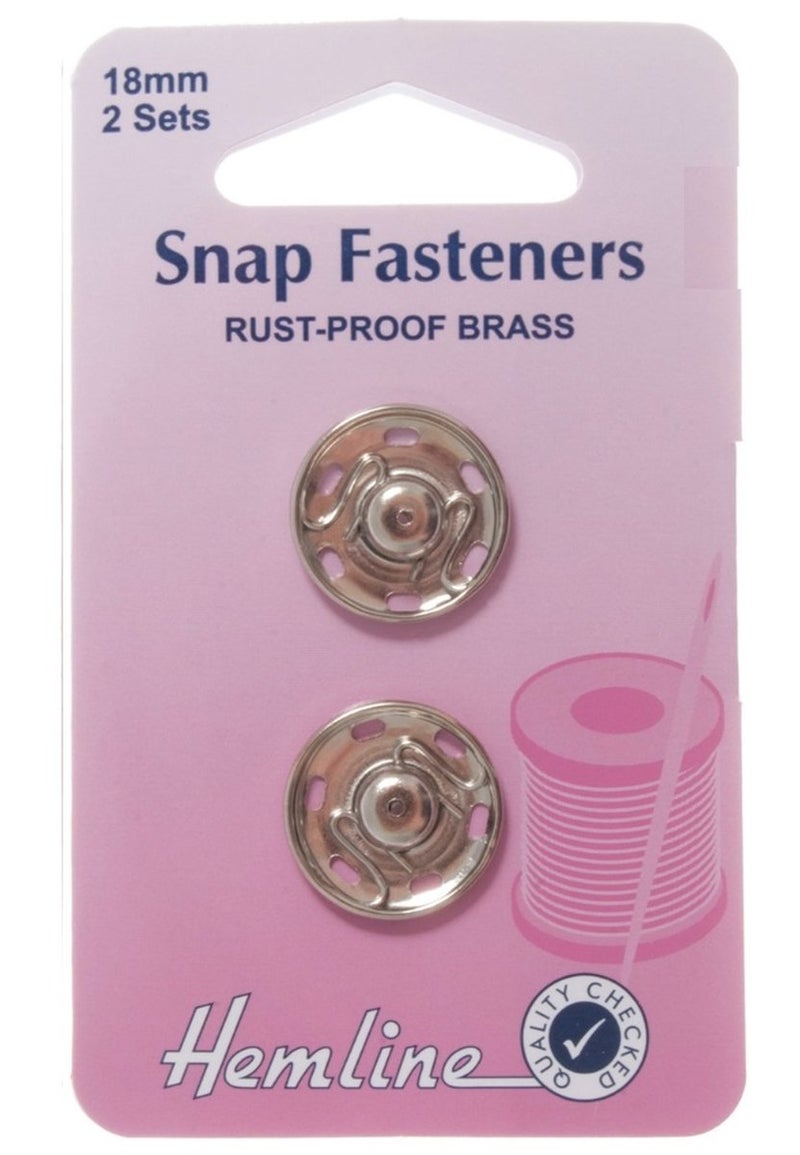 Hemline Sew On Snap Fasteners 18mm NickelSilver