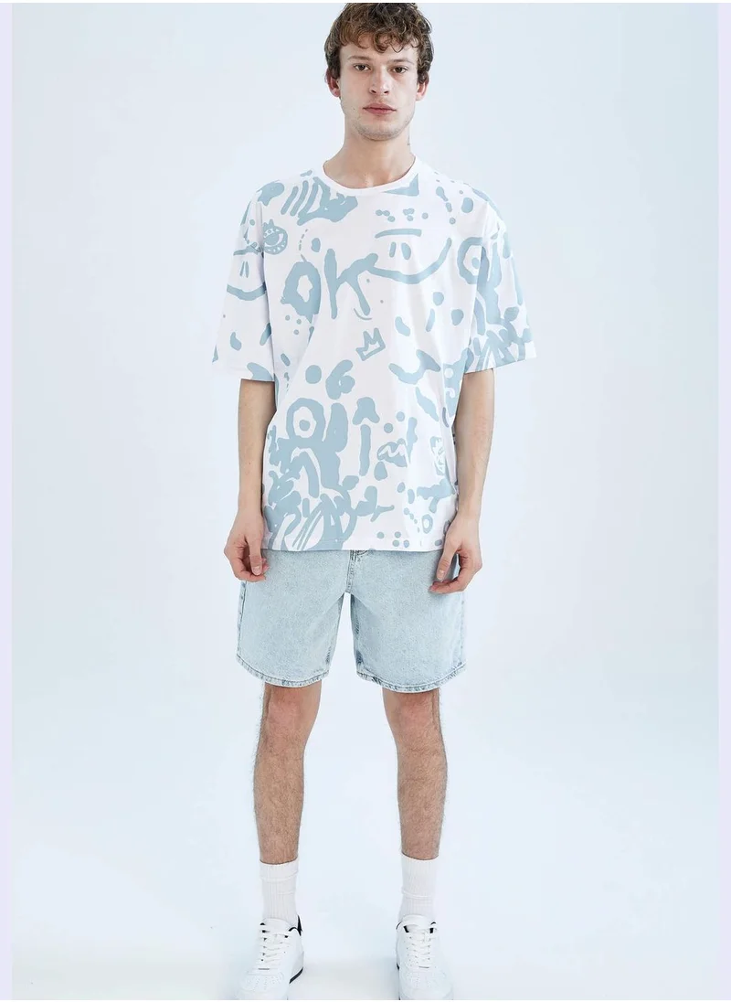 DeFacto Oversized Short Sleeve Text Print T-Shirt