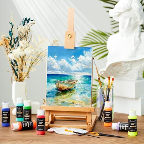 Shuttle Art Acrylic Paint, 42 Colors Acrylic Paint Set with 12 Brushes, 2oz/60ml Bottles, Rich Pigmented, Water Proof, Premium Paints for Artists, Beginners and Kids on Canvas Rocks Wood Ceramic - Image 5