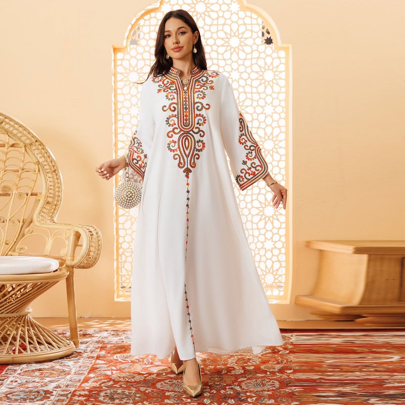 Ab417 2024 Muslim Fashion Women'S Embroidery Rope Embroidery Middle East Robe Arab Dress - Image 3