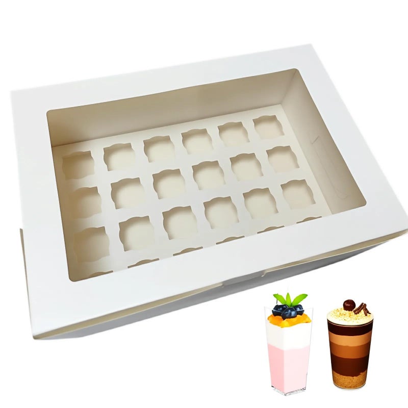 JRWTY Dessert Shooter Boxes, 6-Pack, Holds 24 Count 3 oz Dessert Shooters, Food-Grade Carrier Containers - Image 1