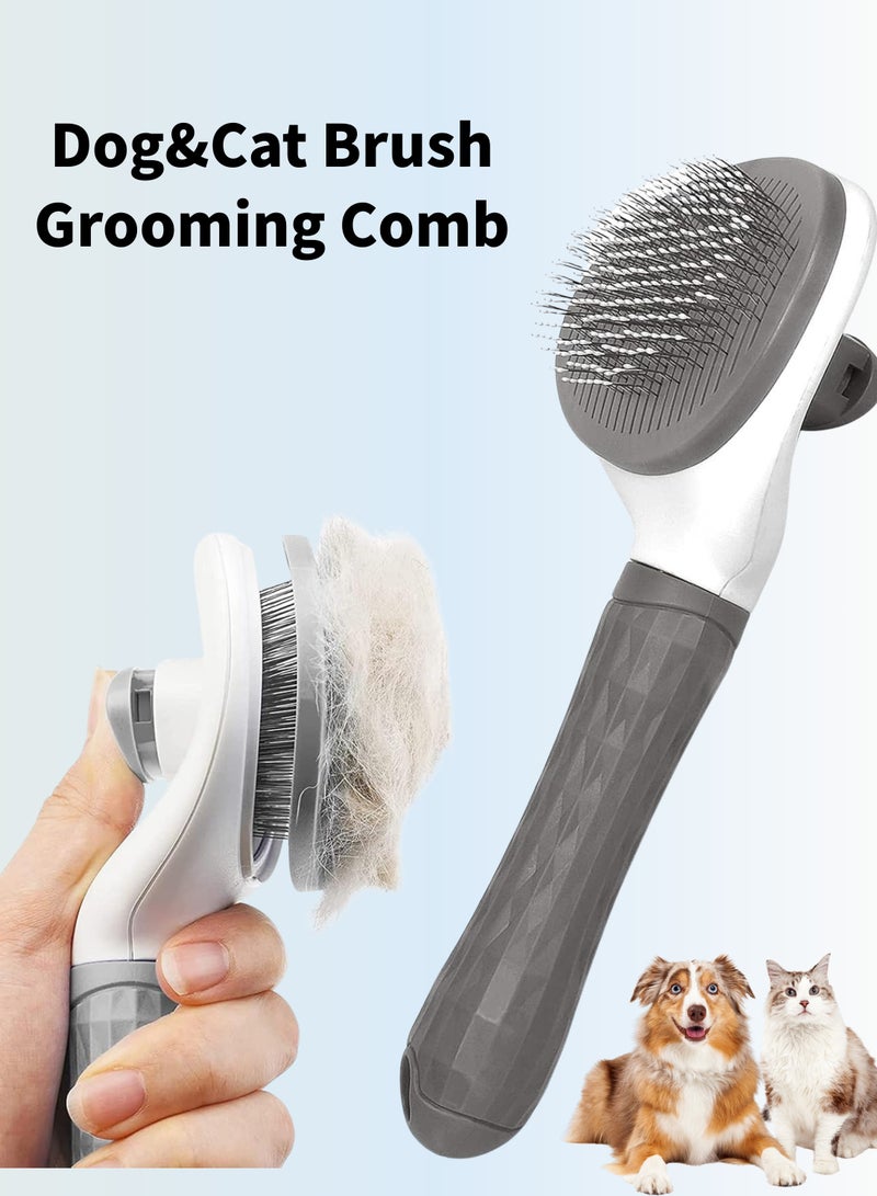Cat Brush Grooming Comb,Self Cleaning Slicker Brushes with Smooth handle,Pet Grooming Tool with Cleaning Button for Cat Dog Shedding Tools Massage Clean Tangled Brus - Image 1