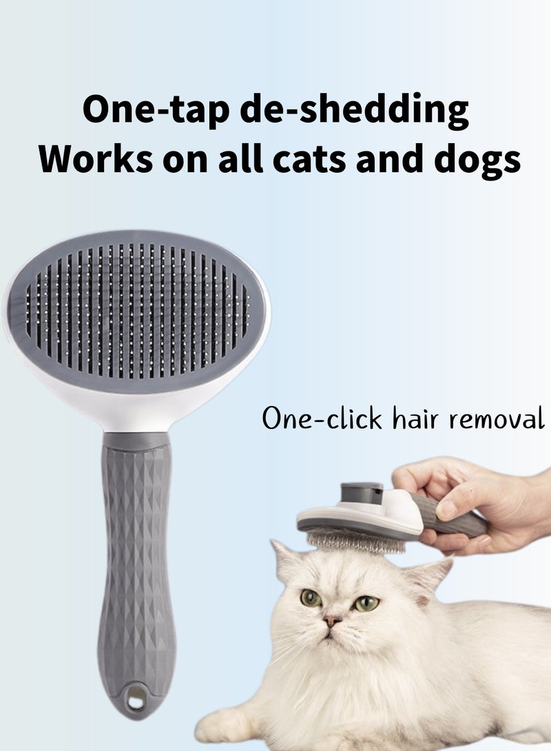 Cat Brush Grooming Comb,Self Cleaning Slicker Brushes with Smooth handle,Pet Grooming Tool with Cleaning Button for Cat Dog Shedding Tools Massage Clean Tangled Brus - Image 2