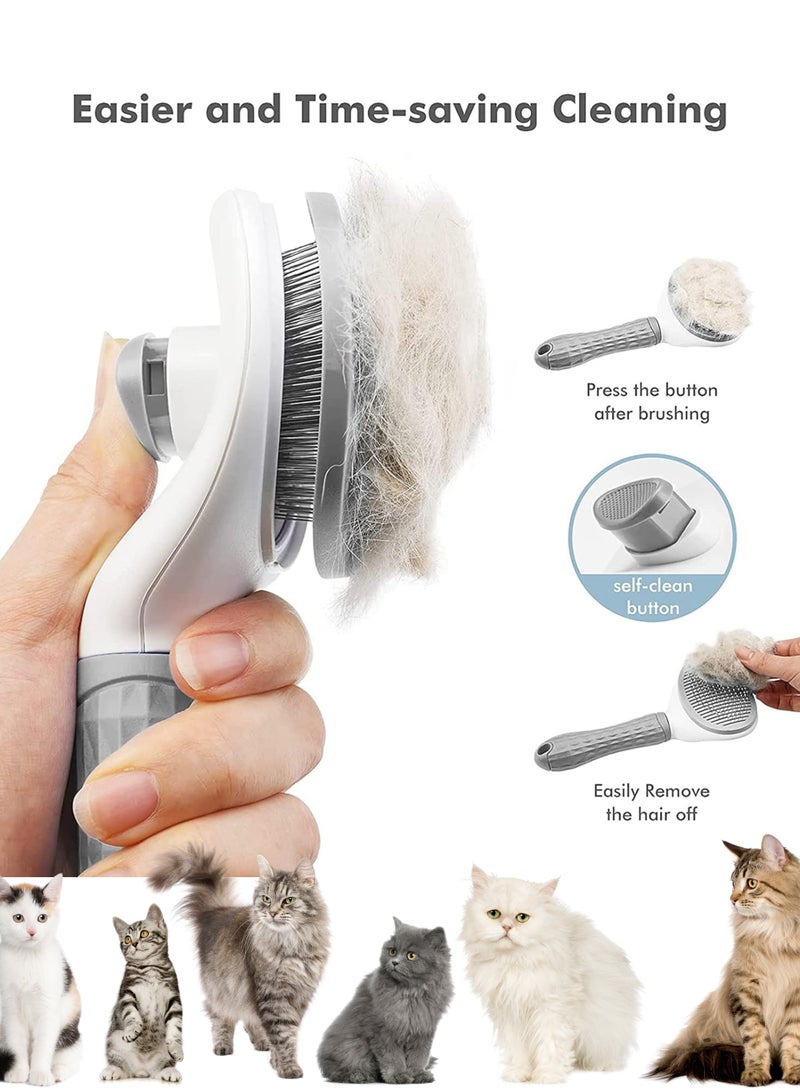 Cat Brush Grooming Comb,Self Cleaning Slicker Brushes with Smooth handle,Pet Grooming Tool with Cleaning Button for Cat Dog Shedding Tools Massage Clean Tangled Brus - Image 4