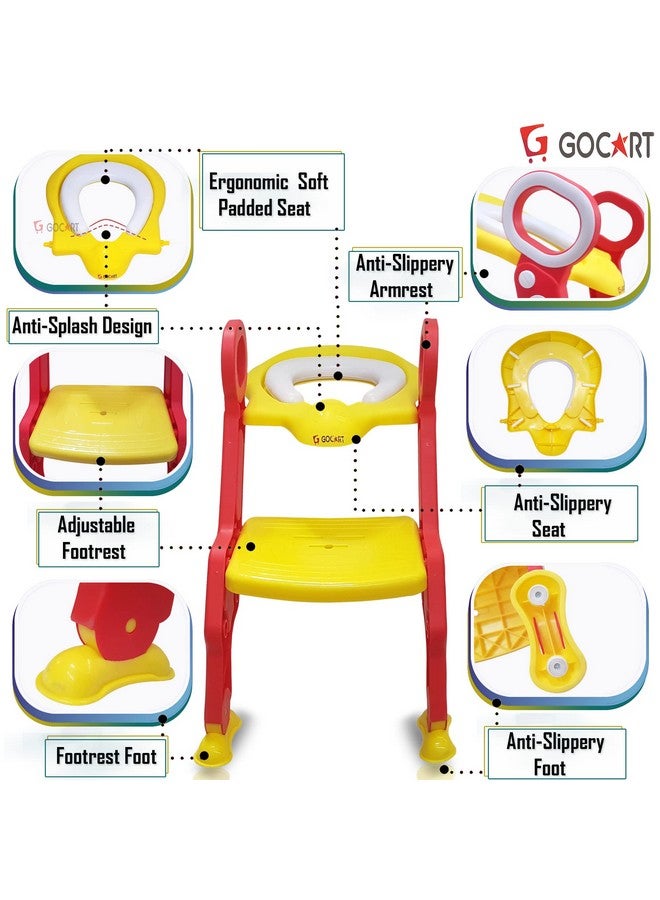 GOCART WITH G LOGO Gocart with G Logo Foldable Baby Potty Trainer Chair Seat with Step Ladder(Red) - Plastic - Image 3