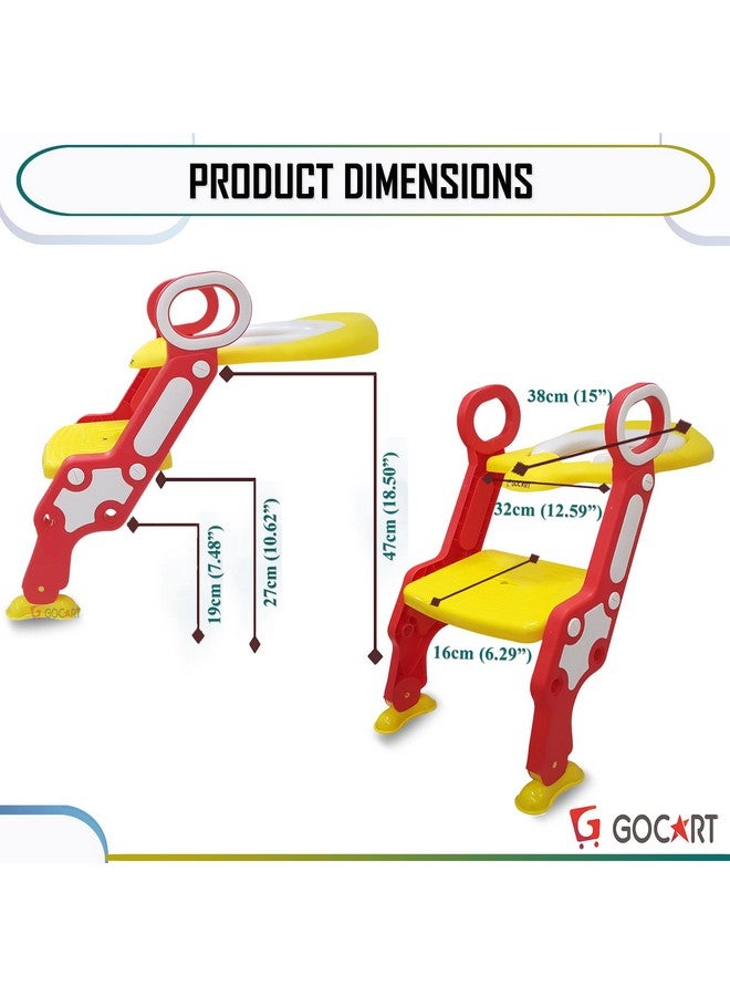 GOCART WITH G LOGO Gocart with G Logo Foldable Baby Potty Trainer Chair Seat with Step Ladder(Red) - Plastic - Image 2