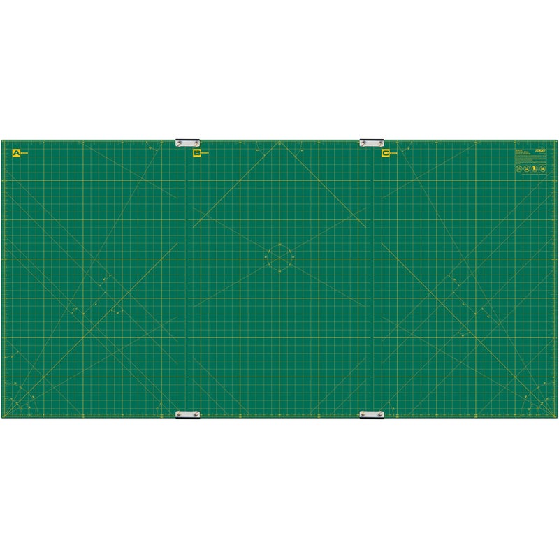 OLFA 35 x 70 Connecting Grid Rotary Cutting Mat Set RMCLIPS3 Self Healing Double Sided 35x70 Inch Cutting Mat with Grid for Fabric Sewing Designed for Use with Rotary Cutters Green