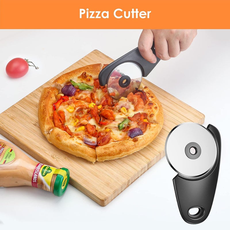 Pisol Kitchen Unique Gadgets Set 6 Pieces, Space Saving, Cheese Grater, Bottle Opener, Fruit Vegetable Peeler, Pizza Cutter, Garlic Ginger Grinder, Herb Stripper Gift Set - Image 3