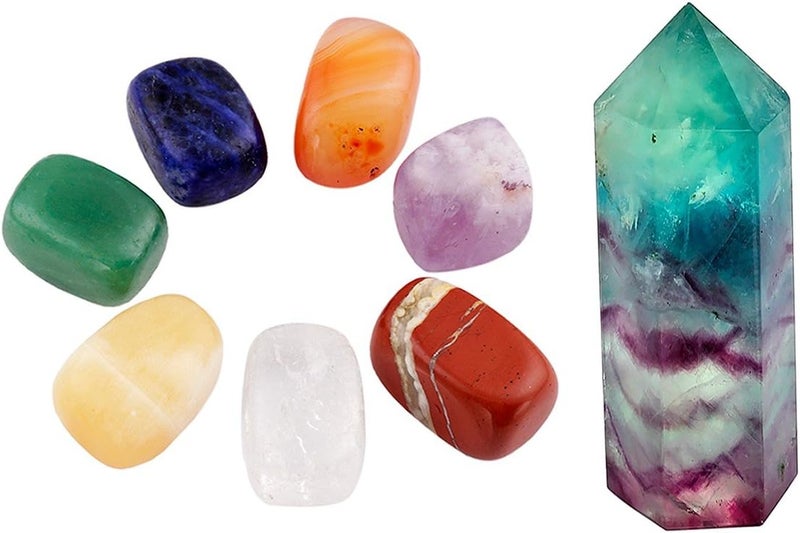mookaitedecor Healing Crystals Set,7 Chakra Stones Crystal Points Wands Meditation Kits for Reiki,Balancing