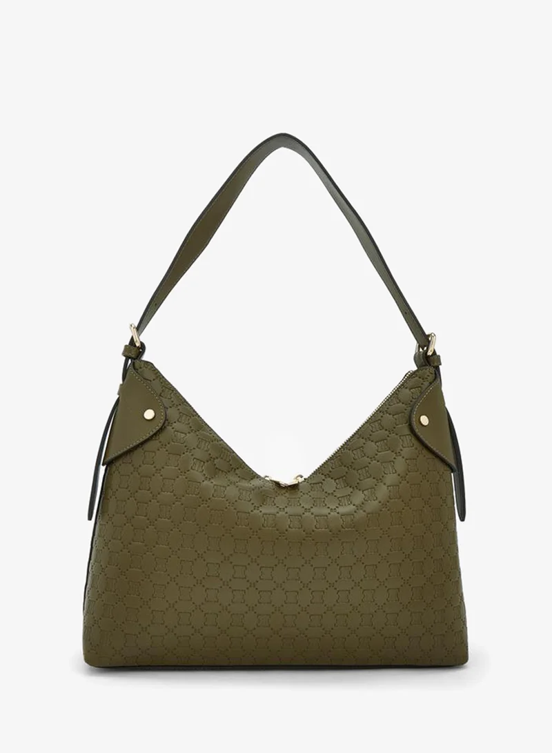 Elle GREEN Suede Shoulder Bag With Zip Closure for Women | Best Price UAE