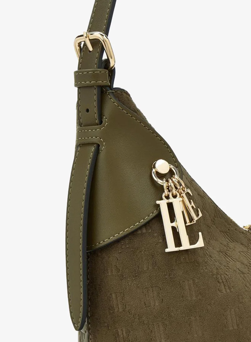 Elle GREEN Suede Shoulder Bag With Zip Closure for Women | Best Price UAE