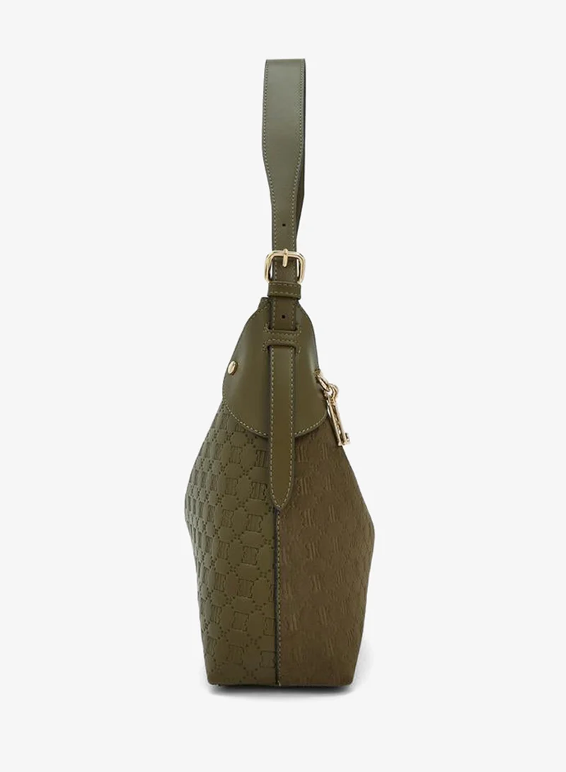 Elle GREEN Suede Shoulder Bag With Zip Closure for Women | Best Price UAE
