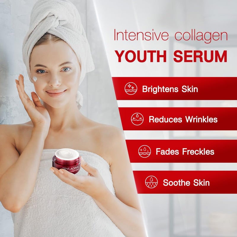 Trylagina 12X Age-Defying Collagen Serum, Anti Aging Face Cream, Anti Wrinkle Cream for Women, Face cream for Women, Anti Aging Skin Care, Brightening Serum, Hydration - 1.05oz - Image 5