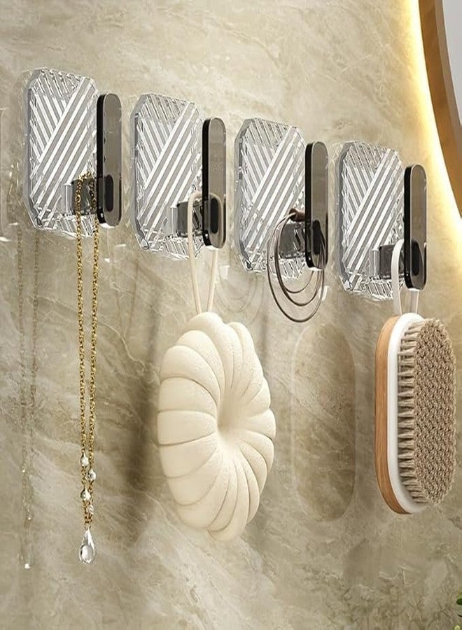 JALCON Premium Crystal Adhesive Wall Hooks (4 PCS) | Waterproof Heavy Duty Self Adhesive Hooks for Bathroom, Kitchen, Towel, Keys & Bags | No Drill Transparent Golden Wall Hook - Image 3