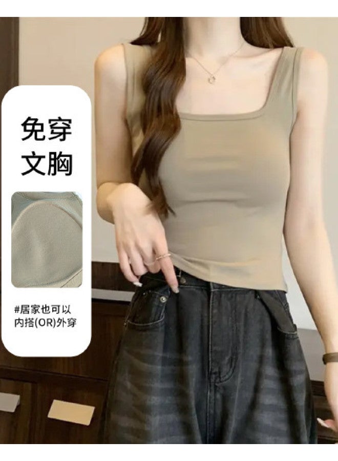 Goso Spaghetti Strap Comfortable Camisole With Padded Inserts, Women'S Layering Tank Top For Outer Wear - Image 1