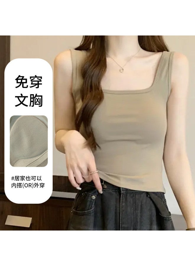 Goso Spaghetti Strap Comfortable Camisole With Padded Inserts, Women'S Layering Tank Top For Outer Wear - Image 2
