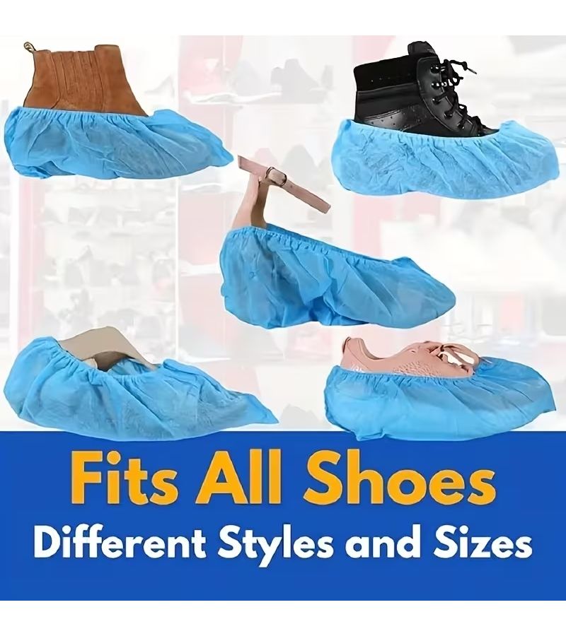 Blue 60 Pieces Household Shoe Covers Keep Shoes Dry And Clean For Hospital Office Home - Image 5