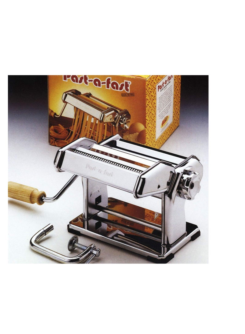 بيتوني ماكينة صنع المكرونة من باست فاست، ماكينة ايطالية 180 من الستانلس ستيل، بكرات لصنع نودلز وقطاعة تعمل بالضغط اليدوي، مجموعة أدوات مطبخ لصنع المكرونة -1 قطعة  فضي، موديل 0741393903003 - Image 1