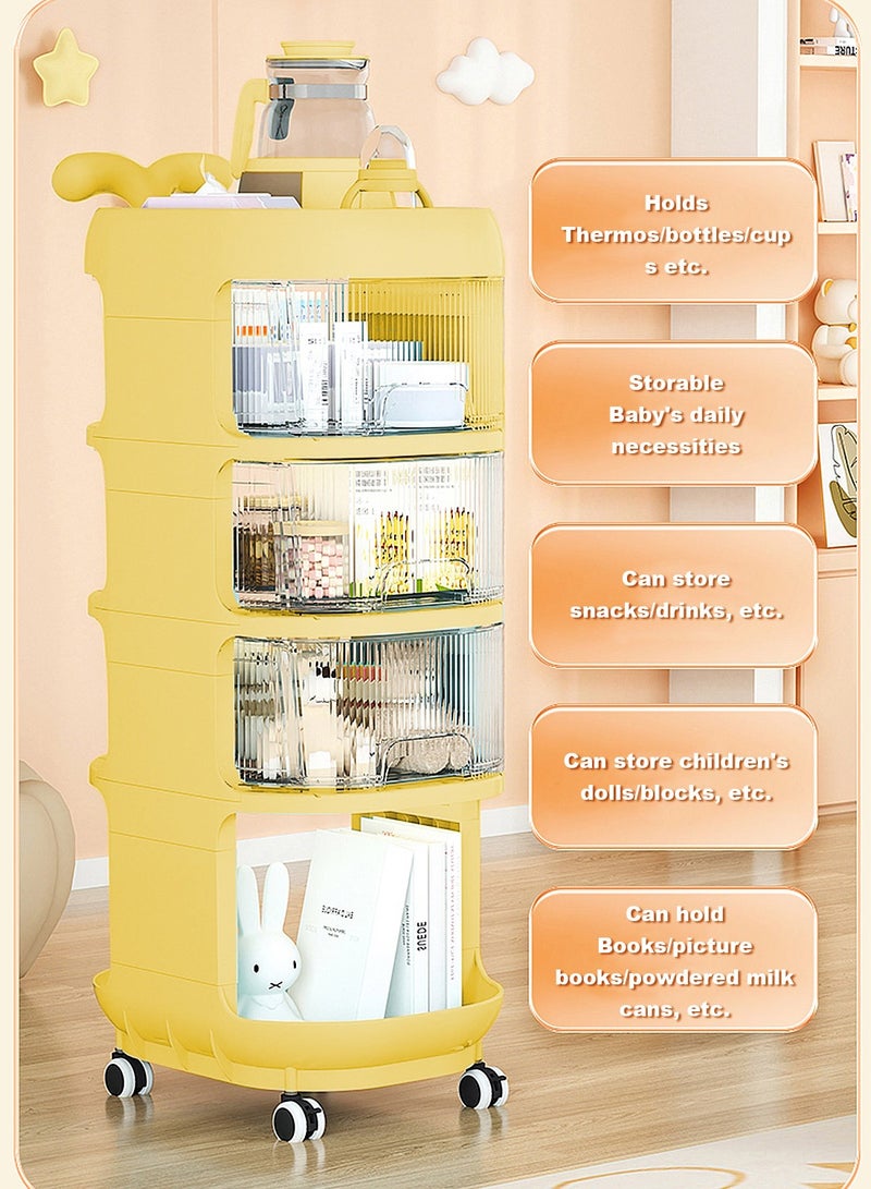 Multifunctional Storage Shelves For Baby With Movable Wheels