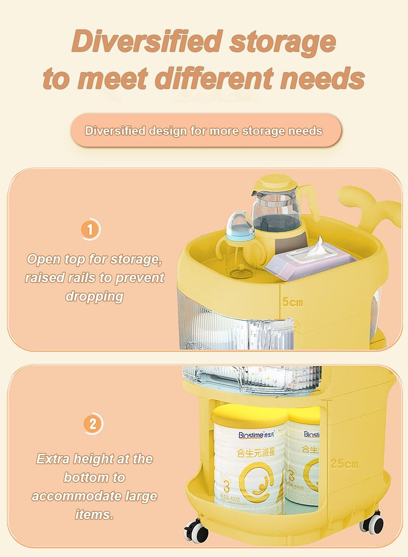 Multifunctional Storage Shelves For Baby With Movable Wheels