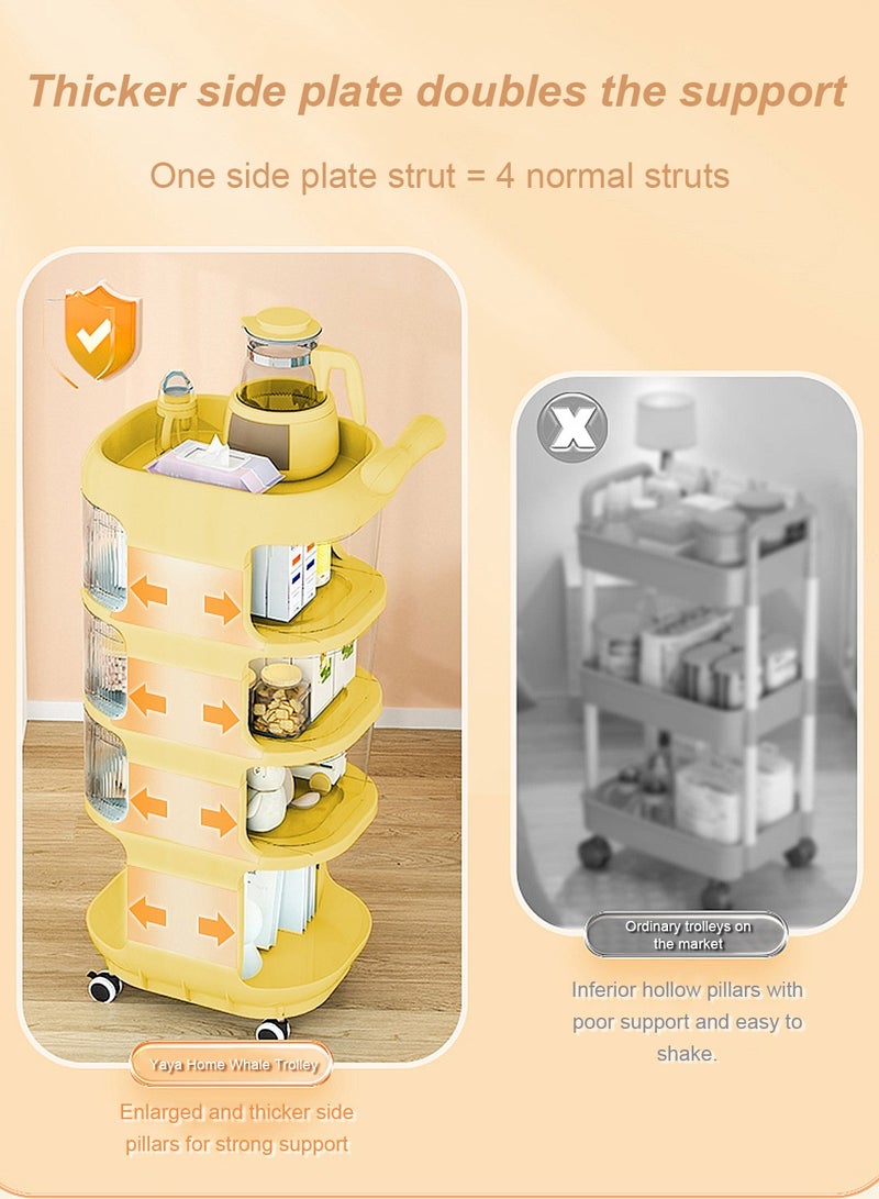 Multifunctional Storage Shelves For Baby With Movable Wheels