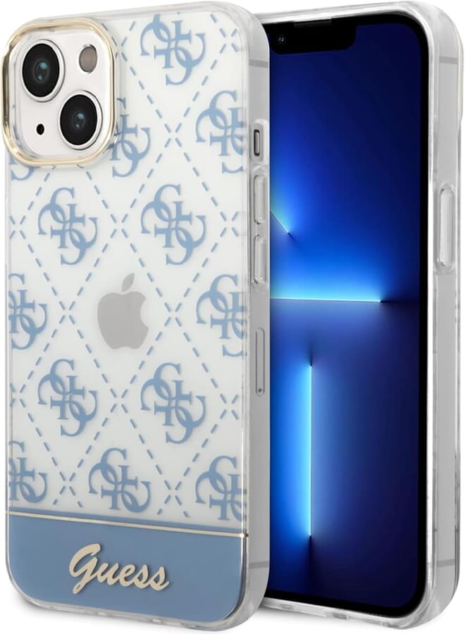 Guess 4G Electro Script Hard Case for iPhone 14 Max (6.7") - Blue
