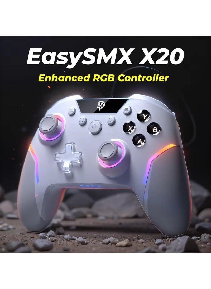 EasySMX X20 Wireless Gamepad Enhanced Controller Compatible with PC/NS/TV/Phone/Laptop, Hall Micro Triggers Joystick RGB Effect - Image 2