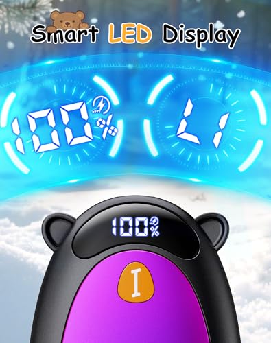 Taiofan Electric Hand Warmers Rechargeable, Cute Bear Design, LED Display, 4 Settings, Fast Heating Portable Pocket Heater Magnetic Handwarmers 2 Pack for Hunting Essentials Camping Gift for Men Women - Image 2
