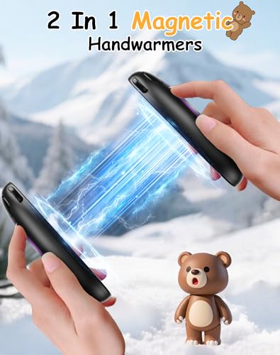 Taiofan Electric Hand Warmers Rechargeable, Cute Bear Design, LED Display, 4 Settings, Fast Heating Portable Pocket Heater Magnetic Handwarmers 2 Pack for Hunting Essentials Camping Gift for Men Women - Image 5