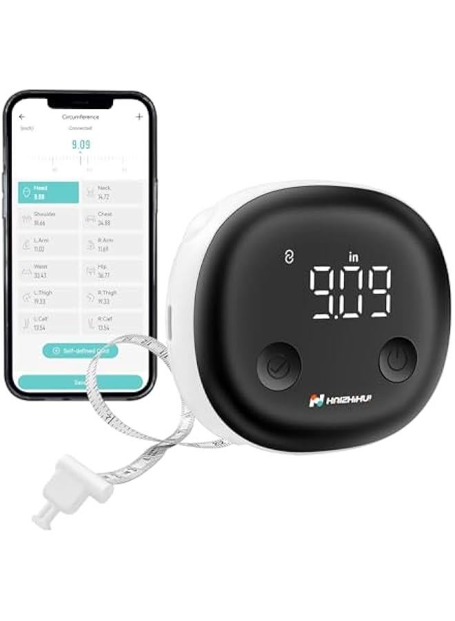 Arabest Fitdays Smart Body Tape Measure | Bluetooth Body Fat BMI Tool with LED HD Display & Auto-Retract | Fitness & Weight Loss Tracker for Waist/HIPS/Arms | Fitdays App Sync (Black)  - Image 1