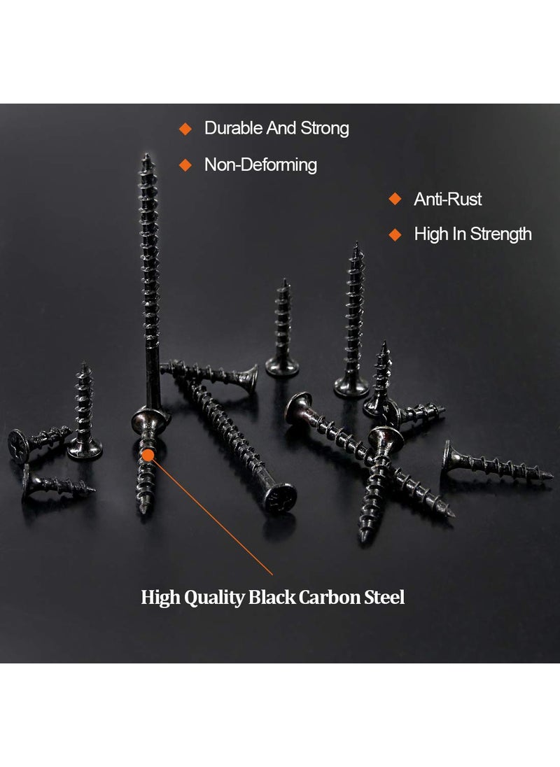 Rustark Rustark 390-Pcs #7 Coarse Thread Drywall Screw with Phillips Drive Black Oxide Finsh Bugle Head Wood Screws Assortment Kit Ideal for Drywall Sheetrock  - Image 3