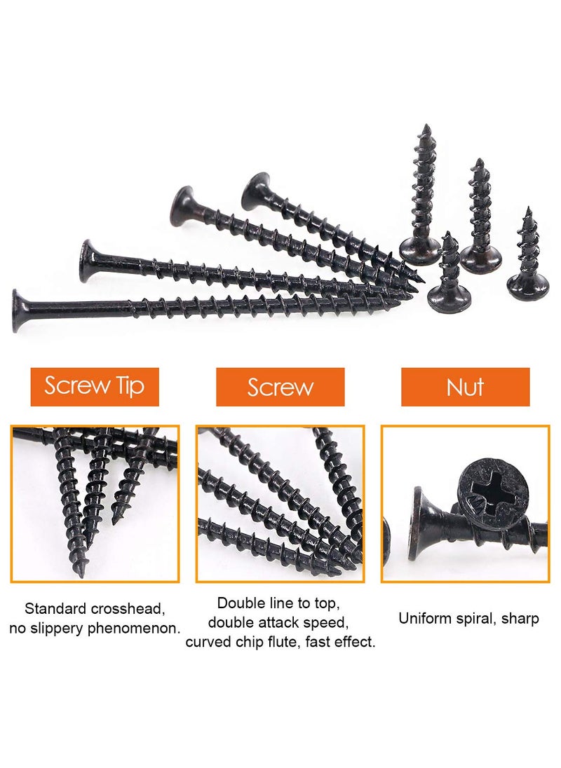 Rustark Rustark 390-Pcs #7 Coarse Thread Drywall Screw with Phillips Drive Black Oxide Finsh Bugle Head Wood Screws Assortment Kit Ideal for Drywall Sheetrock  - Image 4