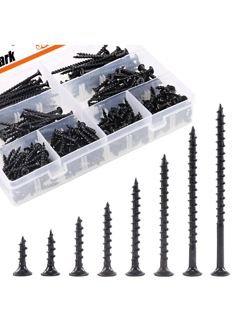 Rustark Rustark 390-Pcs #7 Coarse Thread Drywall Screw with Phillips Drive Black Oxide Finsh Bugle Head Wood Screws Assortment Kit Ideal for Drywall Sheetrock  - Image 1
