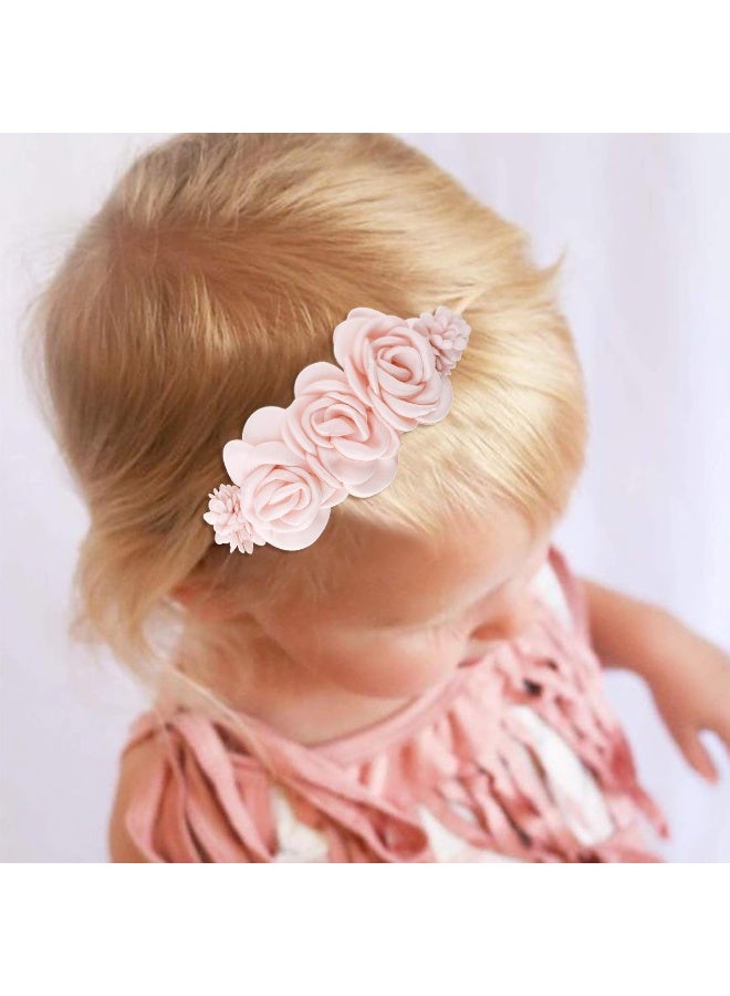 cherrboll 3pcs Baby Girl Headbands Flowers, Super Soft & Stretchy Nylon Floral Hairbands for Newborn Toddler - Image 3