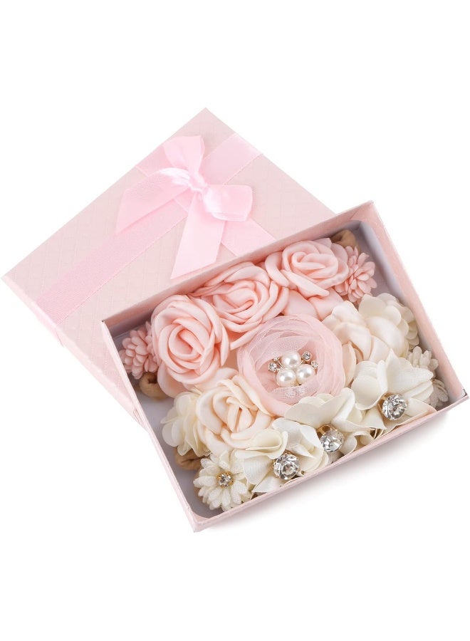 cherrboll 3pcs Baby Girl Headbands Flowers, Super Soft & Stretchy Nylon Floral Hairbands for Newborn Toddler - Image 2