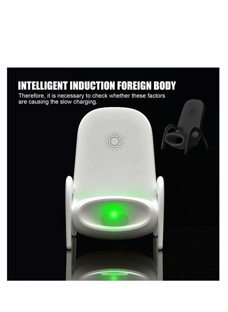 Y&D Wireless ChargerPortable Mini Chair Charger Supply for All PhonesMultipurpose Phone Stand with Musical Speaker FunctionUSB Cable Power Bank-White - Image 2