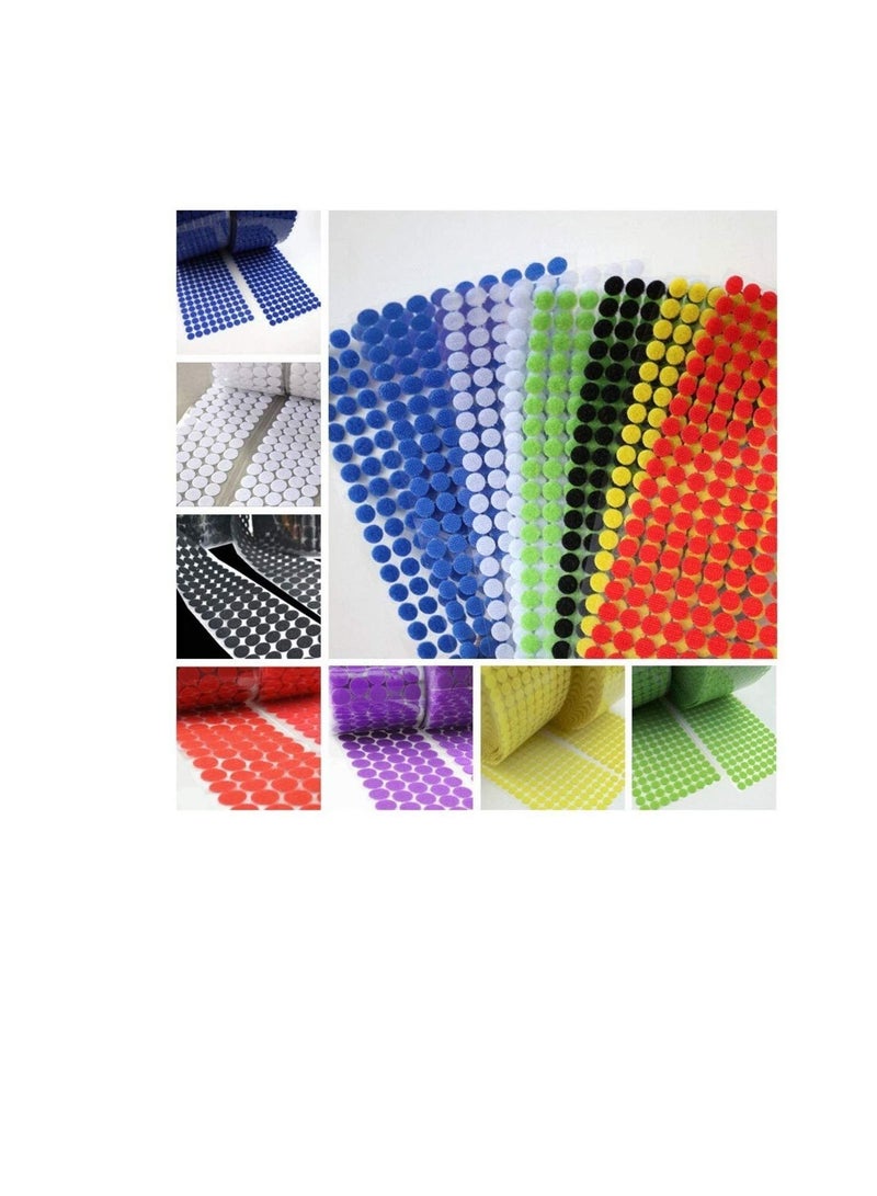 Rapex 10mm Dia Nylon Fabric Sticky Back Round Coins Hook & Loop Self Adhesive Fastener Dots Tapes Hook Loop Tape (Blue x 100 coins, 10mm) - Image 1