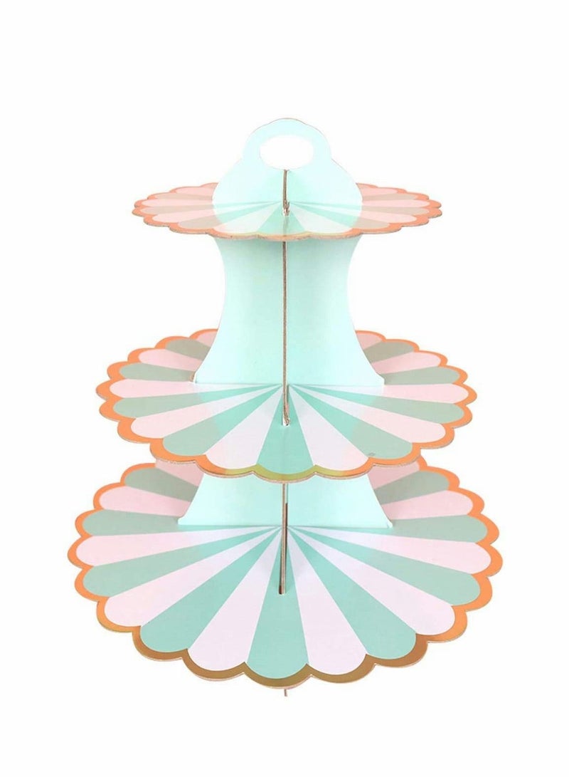 KASTWAVE مجموعة حامل كيك من 3 طبقات بأحجام لأكواب الكيك لحفلات عيد الميلاد قابلة للتحلل حامل طعام دائري لعرض الشاي بعد الظهر حفلات الزفاف الذكرى الاحتفالية المعمودية الفواكه الحلويات عرض - Image 1