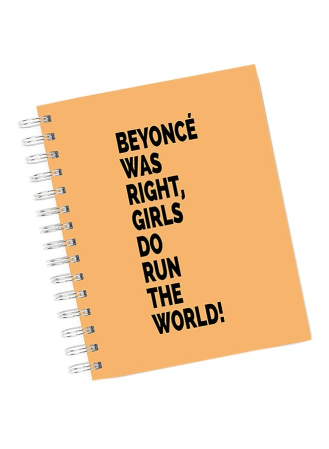 LIT Beyonce Girl Power Run The World Spiral Hardcover Notebook