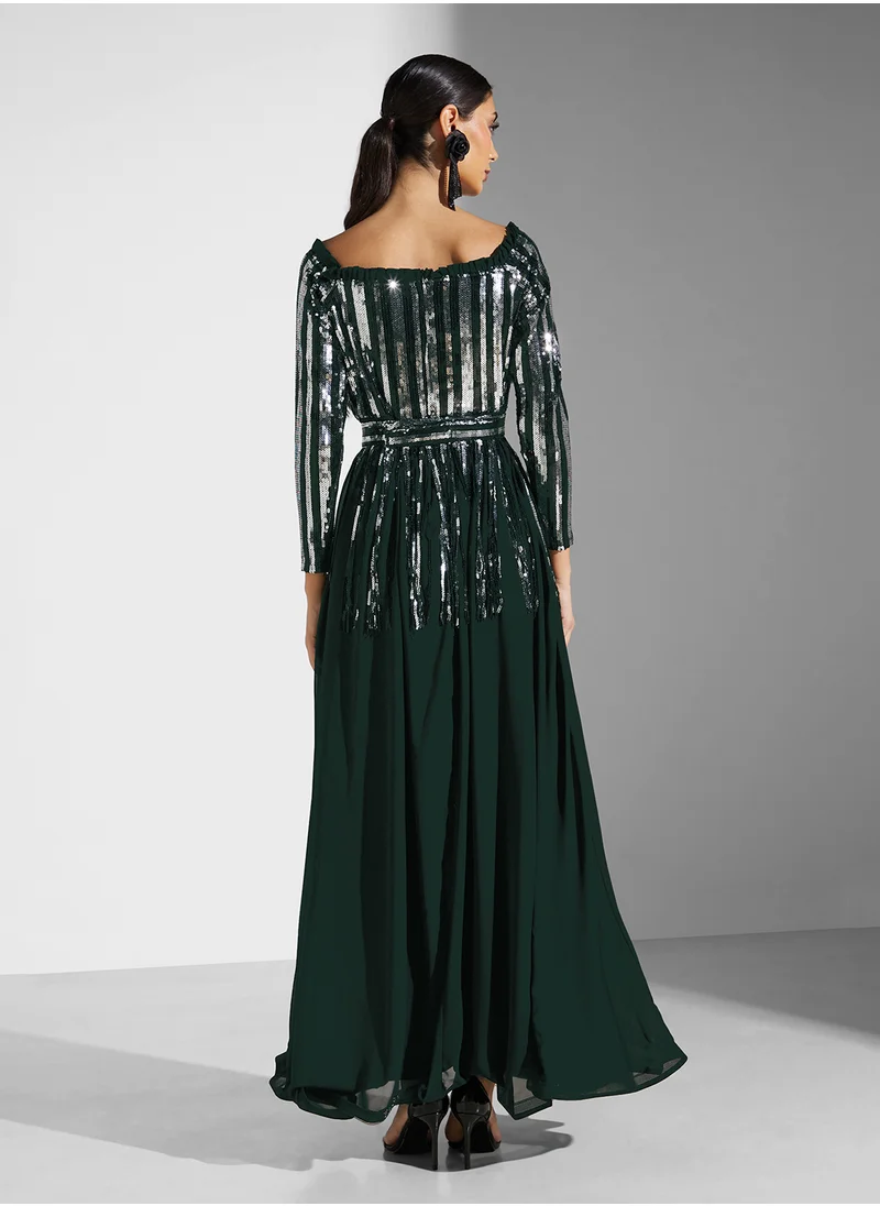 جولدن ابل Bardot Sequin Detail Dress