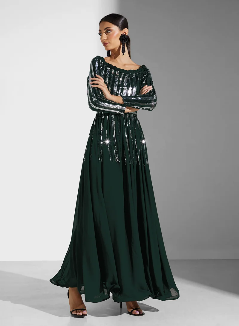 Golden Apple Bardot Sequin Detail Dress