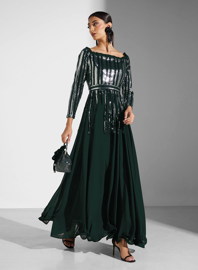 جولدن ابل فستان باردو بتفاصيل ترتر - Image 1