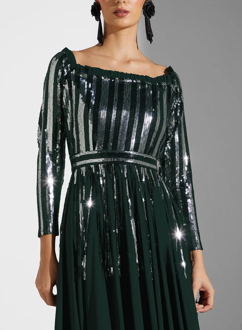 Golden Apple Bardot Sequin Detail Dress