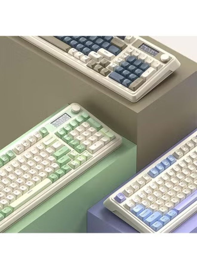 أولا لوحة مفاتيح AULA S99 Pro اللاسلكية، شاشة عرض ومقبض وسائط، لوحة مفاتيح ألعاب ثلاثية الأوضاع بتقنية بلوتوث/2.4 جيجاهرتز/USB-C RGB كريمية اللون مع مفاتيح ماكرو بلوحة أرقام، لوحات مفاتيح كمبيوتر مخصصة لأجهزة الكمبيوتر المحمولة وأجهزة الألعاب - خضراء - Image 5