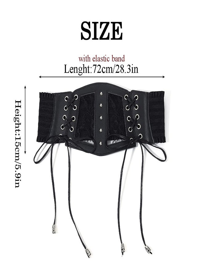 KASTWAVE Women Corset Belt Belt Female Decorative Gauge Sense of Seniority with Skirt Lace Wide Paragraph Waist Cover Versatile Black Belt Lace Elastic Elastic Tunic Decoration With Dress Shirt Outer Wear - Image 4