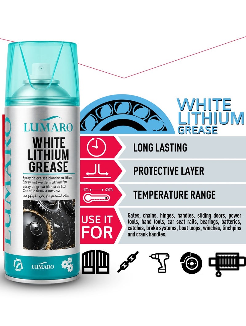 4PCS White Lithium Grease Spray (450ml) Heavy Duty Lubricant for Chains, Bearings, Gears, Hinges, Locks, Sliding Doors, Automotive, Industrial & Household Maintenance Aerosol ERPC-L-4037. - Image 2
