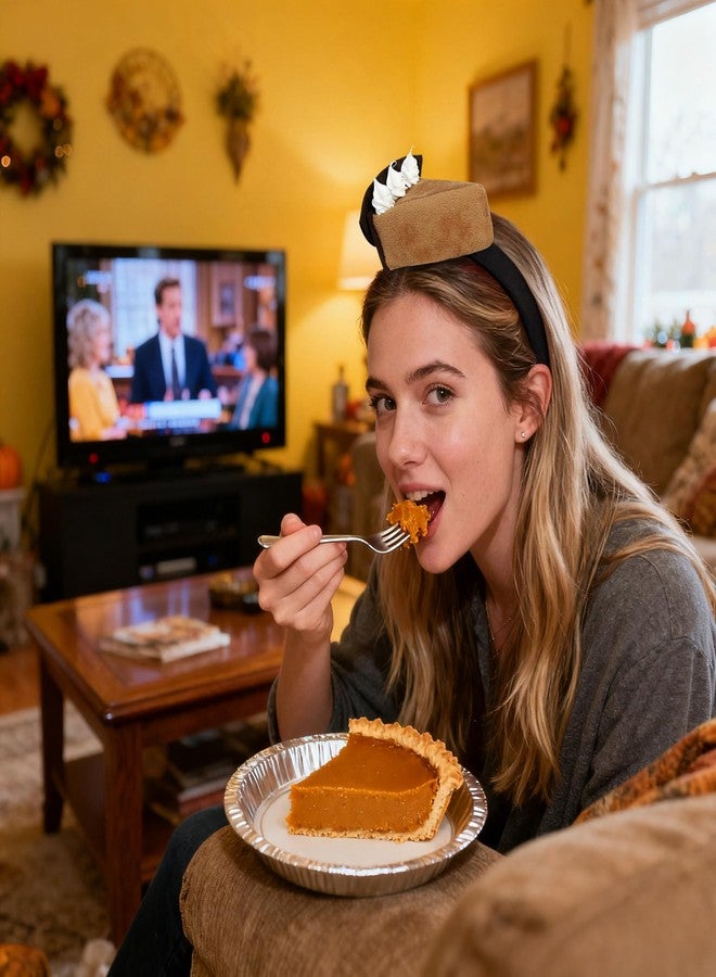 VZQI Pumpkin Pie Hat Pumpkin Pie Headband Halloween Fun Hats Mini Food Headband Accessory - Image 4