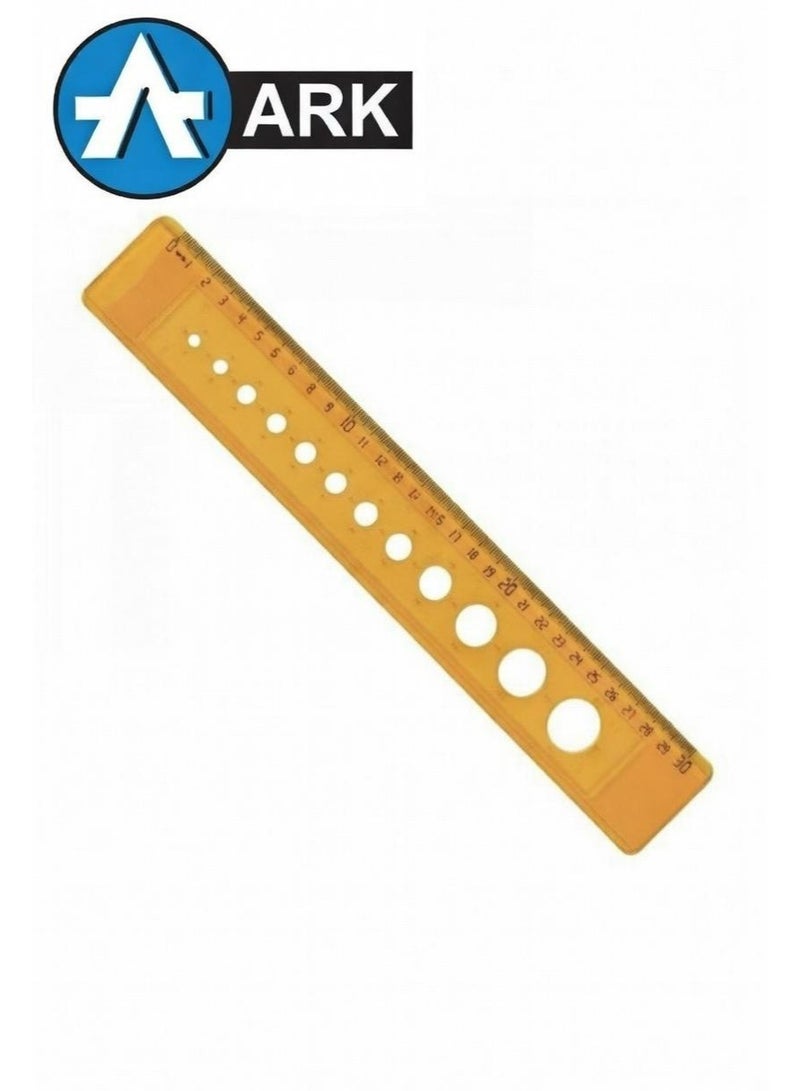 ارك اسطمبة دوائر هندسية ماركة أرك ARK - مسطرة رسم 30 سم بفتحات متعددة المقاسات - Image 1