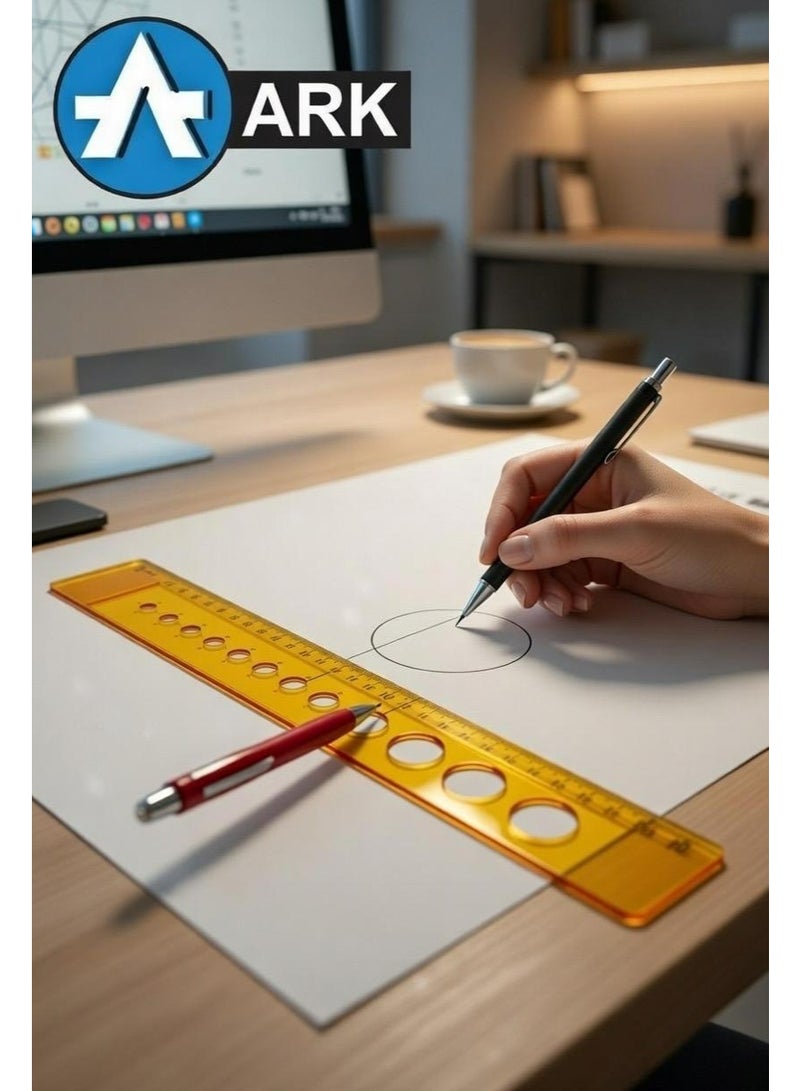 ارك اسطمبة دوائر هندسية ماركة أرك ARK - مسطرة رسم 30 سم بفتحات متعددة المقاسات - Image 3