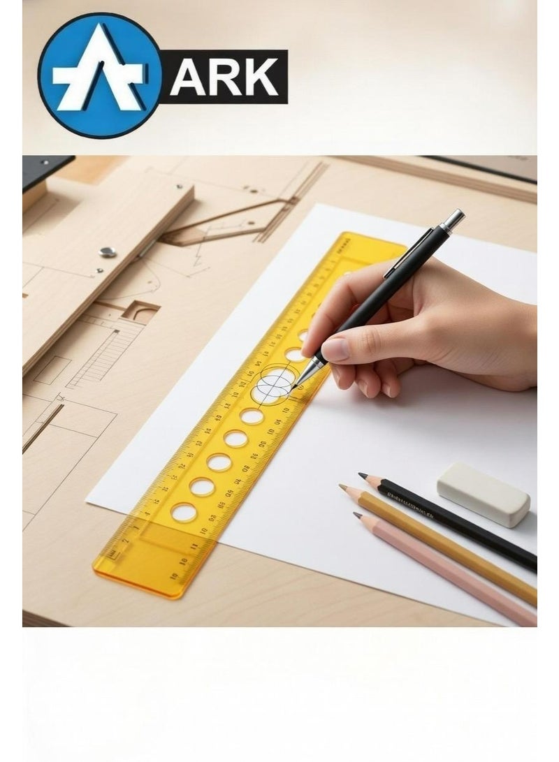 ارك اسطمبة دوائر هندسية ماركة أرك ARK - مسطرة رسم 30 سم بفتحات متعددة المقاسات - Image 2